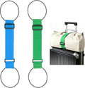 Multi Use Strong Adjustable Luggage Connector Straps for Suitcases,2 Pack Flexible Luggage Accessories Elastic Fastening Bag Strap (Blue and Green)