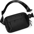 Fanny Packs for Women Men,Belt Bag with 3 Zipper Pockets,Water-resistant Crossbody Bag,Fashion Waist Packs with Adjustable Long Strap for Workout/Running/Yoga/Shopping/Hiking,Black