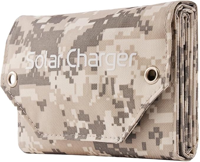12W Foldable Solar Charger Portable Solar Panel Mobile Phone Charger for Camping Hiking Climbing Camouflage Color