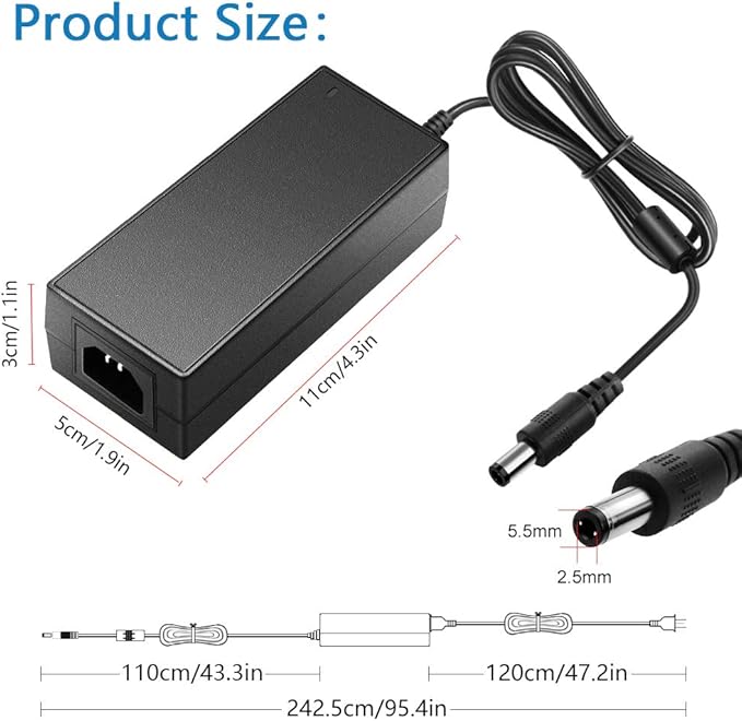 SHNITPWR 24V Power Supply 3A 72W AC/DC Adapter, 6-Pack 100~240V AC to DC 24 Volt 3amp 2.7A 2.5A 2.3A Converter Transformer 5.5x2.5mm Plug for LED Strip Lights 3D Printer CCTV Camera LCD Monitor