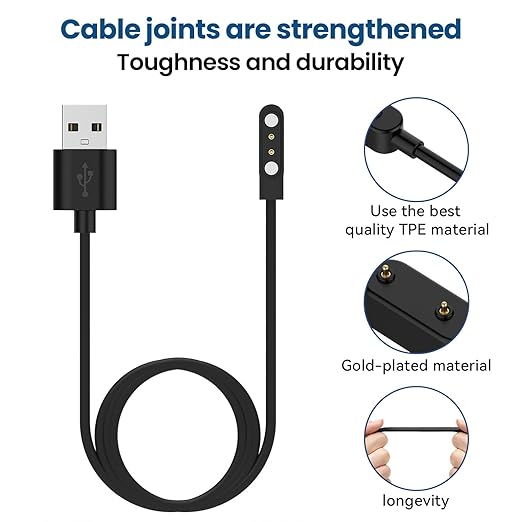 Smart Watch Charger, Magnetic Universal Charging Cable, Pin Spacing 2.54mm/4mm/7.62mm, Compatible for Smartwatch (Black, 4mm)