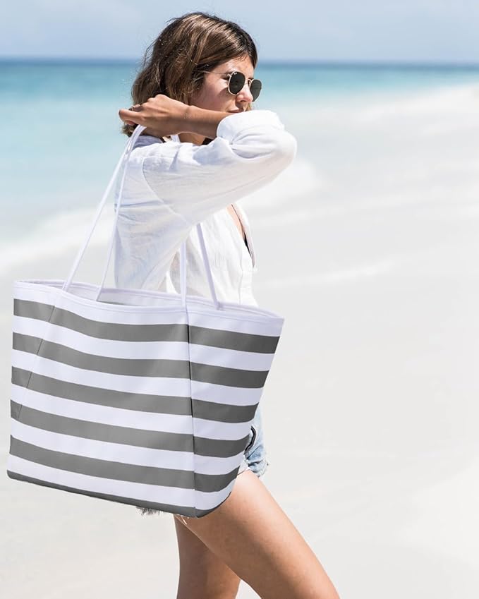 KALIDI Beach Tote Bag Women Large Waterproof Sandproof Shoulder Handbag Packable Grocery Bag Hobo Purse for Picnic Vacation