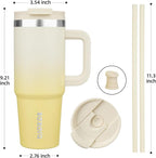 BJPKPK Tumbler With Handle And Straw 30oz Insulated Tumbler Cups With Lid Stainless Steel Travel Coffee Mug,Lemon