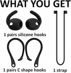 A-Focus Galaxy Buds 3 Anti-Slip Kit Replacement Ear Hooks Sport Ear Tips Non-Slip Silicone Eartips and Covers Gel Wings Ergonomic Design Strap Compatible with Samsung Galaxy Buds 3 Black