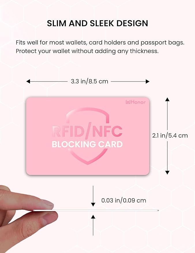 WHonor RFID Blocking Card 2 Pack, One Card Protects Entire Wallet for Women, Credit Debit Card Protector, Anti-Theft NFC Contactless Blocker
