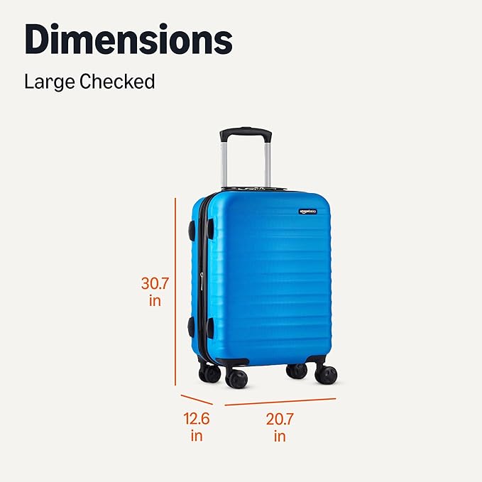 Amazon Basics 30" Hardside Large Checked Luggage, Expandable For Up to 15% More Space, With Scratch-Resistant Surface, Four Multi-directional Wheels, Telescoping Handle, Light Blue