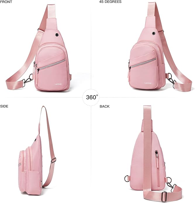 LATMAP Sling Bag For Women Faux Leather Small Casual Daypack Backpack Fanny Pack Crossbody Chest Bags Purse