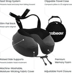 Cabeau Evolution S3 Travel Pillow - Memory Foam Neck Pillow for Airplane and Long Flights with Seat Straps for Head and Neck Support, 360 Degree Support (Steel Grey)