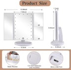 deweisn Floor Mount Tri-Fold Lighted Vanity Mirror with 21 LED Lights, Touch Screen and 3X/2X/1X Magnification, Two Power Supply Modes Make Up Mirror,Travel Mirror
