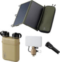ELECOM NESTOUT 15000mAh Outdoor Power Bank + 2-Panel Solar Panel Charger + Flash-1 LED Flash Light Panel 1000 Lumen - Beige