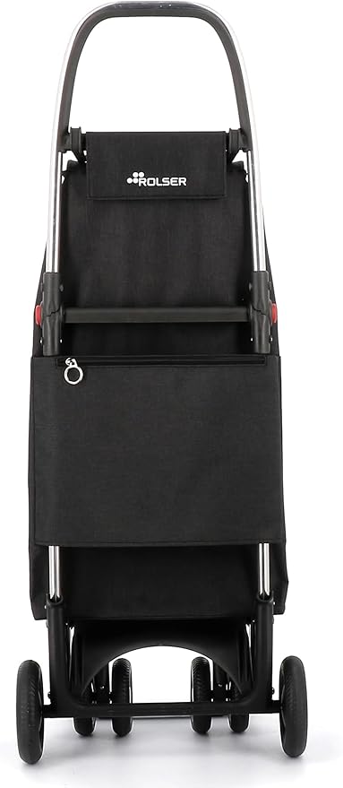 ROLSER I-Max Tweed 4 Wheel 2 Swivelling Foldable Shopping Trolley - Black