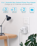 Australia New Zealand Power Plug Adapter, US to Australia Travel Adapter with 3 American Outlets 3 USB Ports (2 USB C), Type I Plug Adapter Travel Essentials for USA to Australia, Argentina, China