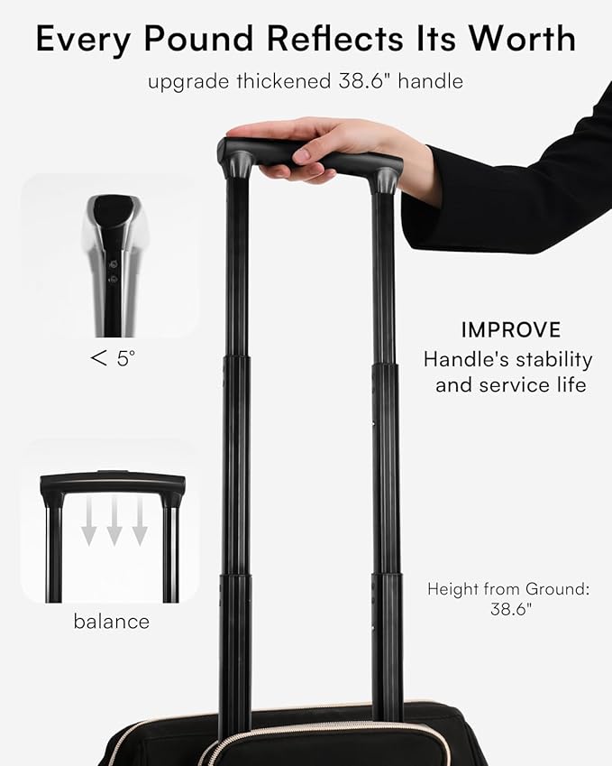 Rolling Backpack for Women, Travel Backpack with Wheels, Vertical Storage Wheeled Laptop Backpack, Overnight Underseat Carry on Luggage for College Business Work, Stylish Rolling Laptop Bag, Black