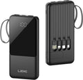 Portable Charger with Built in Cables,10000mAh Slim USB C Power Bank,5 Output 3 Input LED Display High Speed External Battery Pack Travel Phone Charger for iPhone Samsung Pixel LG Moto iPad,Black