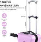 24 Inch Kid Ride Suitcase,Kid Luggage Seat Ride With Lock - Kids Travel Trolley With Safety Belt, Kids Luggage With Wheels Child Stroller Spinner Luggages, ABS+PC (Pink, 6-12 Years)