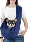 Pawaboo Small Dog Sling Carrier, Reversible Hands Free Dog Sling Carriers for Small Dogs and Cats, Puppy Slings Carrier with Safety Harness, Puppy Essentials, Indigo
