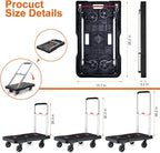 Folding Hand Truck Platform Truck 330 Lbs Heavy Duty Dolly Cart with Wheels, Fully Folded Push Cart, Portable Trolley Utility Cart for Easy Storage, Garage Moving Shopping Home Office