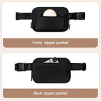 Fanny Packs for Women Men,Belt Bag with 3 Zipper Pockets,Water-resistant Crossbody Bag,Fashion Waist Packs with Adjustable Long Strap for Workout/Running/Yoga/Shopping/Hiking,Black