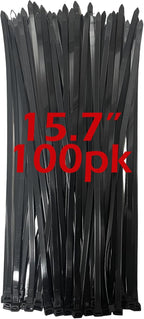 120lb Zip Ties Heavy Duty 15 Inch 100pcs, Large Black Cable Tie Actual 15.7 In, Thick Heat Resistant Zipties, Big Wide Wire Ties, Industrial Tie Wraps for Outdoor Use