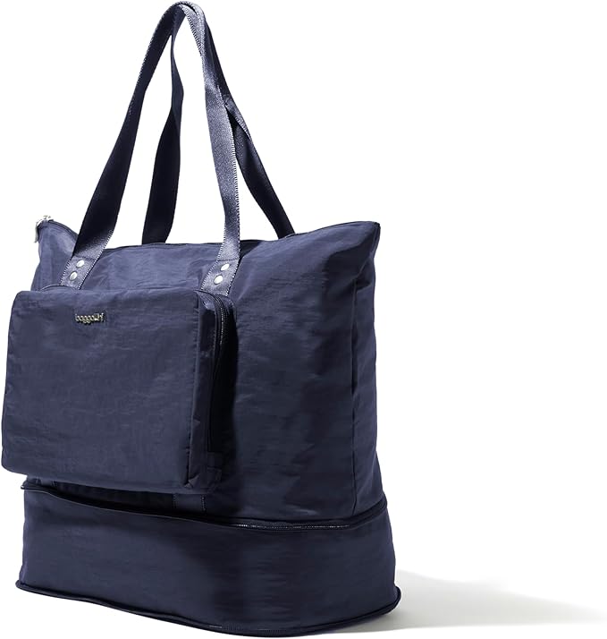 Baggallini Carryall Expandable Lightweight Travel Tote 22" Packable Folding Compact Nylon Washable Weekender w/Luggage Sleeve