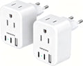 HANYCONY European Plug Adapter, US to Europe Power Adapter with 2 Outlets & 3 USB Ports (2 USB C), Type C Travel Adapter for Italy, Spain, France, Germany, Greece, Iceland, Essentials for Cruise Ship