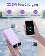 Power Bank Fast Charging 50000mAh - 22.5W Portable Charger USB C Quick Charge with 4 Outputs & 3 Inputs LED Display Huge Capacity External Battery Pack for iPhone, Samsung, iPad etc Purple