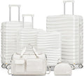 Joyway Luggage Sets 6 Piece with Detachable Spinner Wheels, Lightweight Hard Shell Travel Suitcse Set with TSA Lock (White, 6 Piece Set)