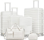 Joyway Luggage Sets 6 Piece with Detachable Spinner Wheels, Lightweight Hard Shell Travel Suitcse Set with TSA Lock (White, 6 Piece Set)
