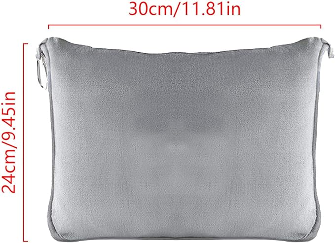 Travel Blanket and Pillow Set 2-in-1 Cozy Flannel Airplane Blanket with Luggage Sleeve Backpack Clip Soft Foldable Travel Throw for Plane Car Camping