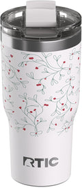 RTIC 20oz Essential Tumbler with Lid, Ceramic Lined, Insulated, Stainless Steel, Metal, Double Wall Vacuum-Insulation, Travel Cup for Iced Coffee, Tea, Hot and Cold Drink, Mistletoe