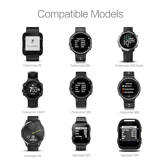 TUSITA Charger Compatible with Garmin Forerunner 35 35J 230 235 630 645 Music 735XT, Approach G10 S20, Vivomove HR, ForeAthlete 35J, Lily - USB Charging Cable 100cm - GPS Smartwatch Accessories