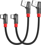 SUNGUY 6 inch/0.15M Right Angle USB C to A Cable 2Pack, 3A Short 90 Degree USB to USBC Fast Charging Data Transfer Cord Nylon Braided for iPhone 17 16 15 Pro/Pro Max/Plus Samsung Galaxy S24/S23, iPad