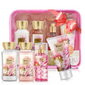 Rose Bath and Body Gift Set for Mom, 4-Piece Set Collection, Shower Gel, Body Lotion, Body Mist, Exfoliating Scrub, Personal Portable Body Care Travel Set, Gift for Mom, Wife, or Grandma