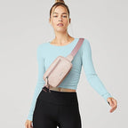 LATMAP 2L Fanny Packs Everywhere Belt Bag Small Fashion Crossbody Waist Pack Faux Leather Waterproof Sling Chest Bag For Women Trendy Pink