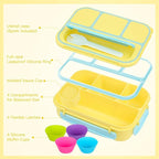 MaMix Bento Lunch Box for Adults/Kids/Students - 1300ML 4-Compartment Container (Yellow)