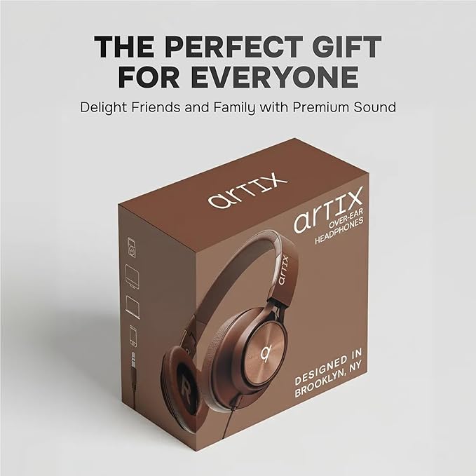 ARTIX Over Ear Headphones Wired with Microphone and Volume Control, Foldable Noise Isolating Headset with Deep Bass for School, Laptop, Computer, Chromebook, Tablet, Travel (3.5mm Jack)