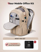 MATEIN HER Laptop Backpack for Women with Lunch Box Compartment, Water Resistant Work Backpack for Office Commute with RFID Pocket, College Computer Meal Prep Bag Fits 17.3'' Notebook, Khaki