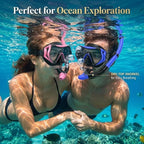 Snorkeling Gear for Adults, JRing Snorkel Mask Set with 180 Degree Tempered Glass Anti Fog Goggles Scuba Dry Top Snorkel for Swimming, Scuba Diving Mask for Men Women