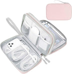 FYY Electronic Organizer, Large Travel Cable Organizer Bag Pouch Electronic Accessories Carry Case Portable Waterproof Double Layers All-in-One Storage Bag for Cable, Cord, Charger, Phone, Light Pink