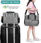 PetAmi Dog Travel Bag, Travel Pet Bag Organizer, Dog Food Travel Bag with Container Collapsible Bowls, Pet Travel Supplies Gift Accessories for Weekend Camping, Puppy Cat Diaper Bag, Gray Medium