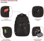 SwissGear Endure ScanSmart 17" Laptop Backpack – Reflective Tech Backpack with ScanSmart Compartment – Multiple Organizer Pockets – Black