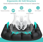 Inflatable Travel Seat Cushion for Airplane - Portable Air Pad with Built-in Pump for Long Flights & Car Rides - Ergonomic Tailbone Pain Relief for Office Chair, Wheelchair, Stadium