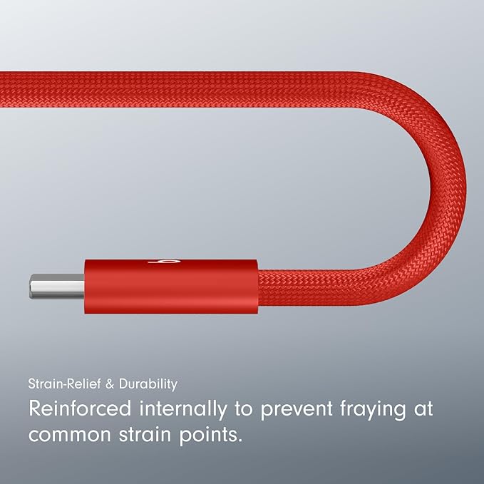 Beats 240W USB-C to USB-C Braided Cable, Fast Charging, Durable/Tangle Free, Compatible with Apple and Android Devices (3 m/10 ft) – Rapid Red