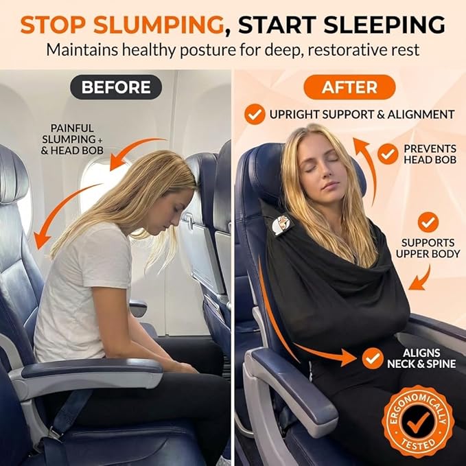 The Slyng Two Pack-Premium Travel Blanket System – Blanket Body Sling for Deep Plane Sleep | Full-Body Support, Breathable, Compact Carry-On Travel Essential for Long Flights and Car Road Trips