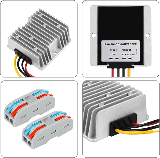 HOMELYLIFE DC 72V 60V 48V Step Down to 12V 10A 120W Voltage Regulator Buck Converter Reducer Power Converter Waterproof Module Transformer for Golf Cart