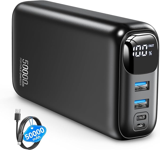 OHOVIV Portable Charger 50000mAh Power Bank - 22.5W Fast Charging External Battery Pack,USB-C Portable Phone Charger for iPhone 17/16/15/14/13 Pro Android Samsung, for Travel Camping Essential