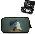 Halloween Ghost and Cat Print Electronic Organizer Travel Organizer Bag Electronics Accessories Cases Storage Bag Waterproof for Cable USB SD Card Power Bank Earphone