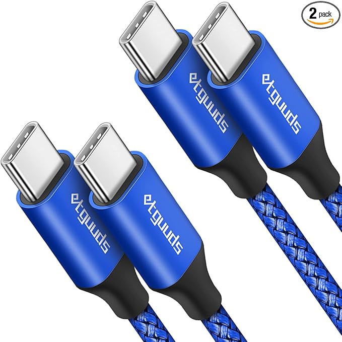 etguuds USB C to USB C Cable 3ft, 2-Pack 60W USBC to USBC Cord, Type C to C Charger Cable Fast Charging for iPhone 17 16 15 Pro Max Plus Air, Samsung Galaxy S25 S24 S23, for MacBook/iPad, Pixel