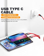 SIQIWO Multi USB C Cable Fast Charging, [4FT/2 Pack] QC 3.0(3A) USB C Splitter Cable, 4 in 1 Charger Cord with 4 Type C Ports, for iPhone 17/16/15 Series, iPad Air/Pro, Samsung Galaxy S26, Pixel, PS5