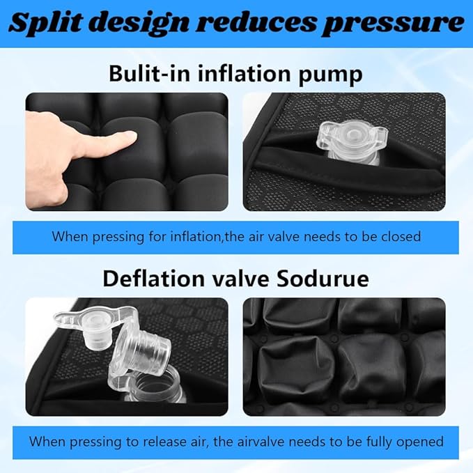 Travel Cushion Airplane Seat,Airplane Seat Cushion for Long Flight,3D Air Cell Seat Cushion,Press Type air Inflatable Wheelchair Seats Cushions for Car,Office Chair,Stadium